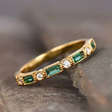 Monika | Anello verde retrò con intarsio — 1