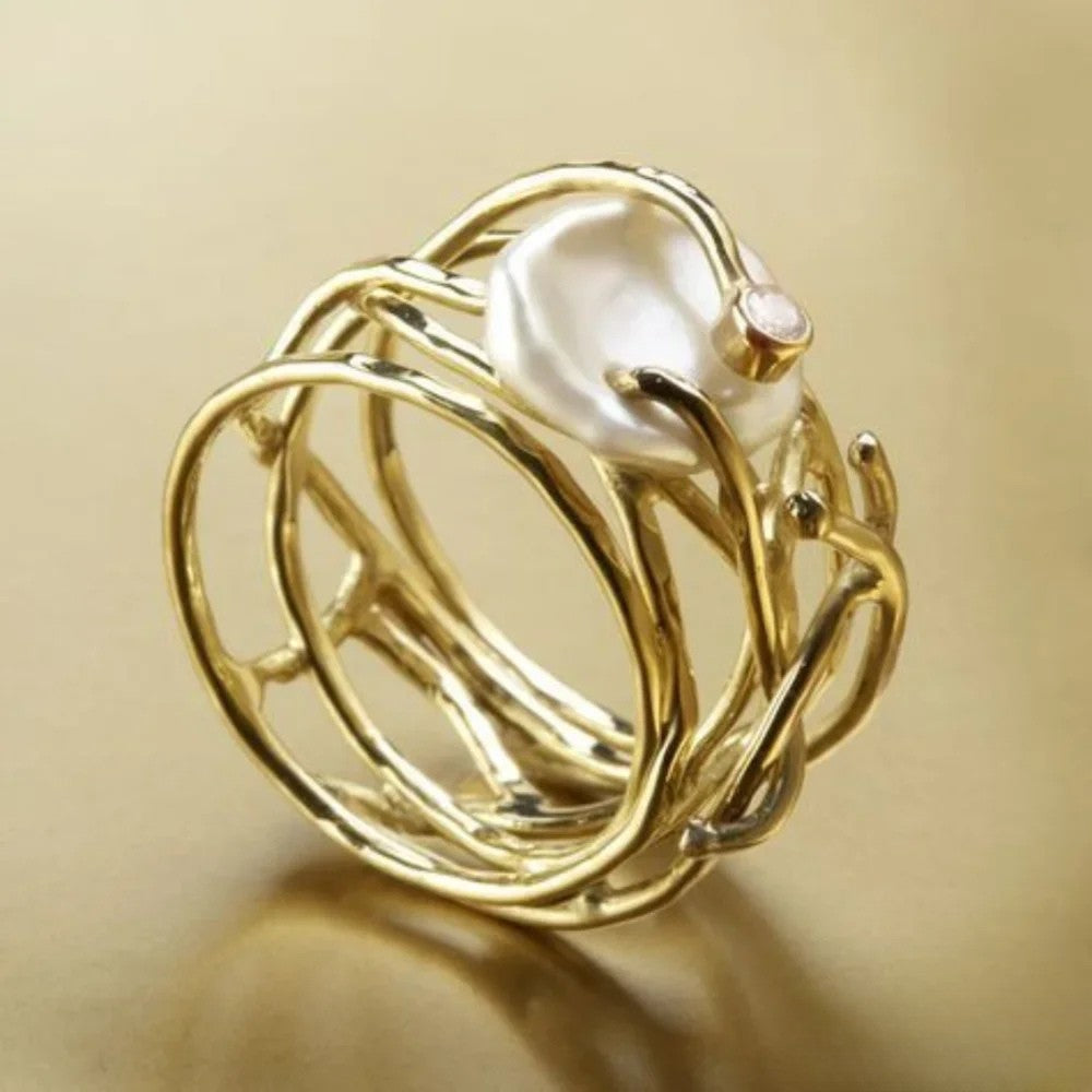 Rosalie | Anello sottile antico con perla — 1