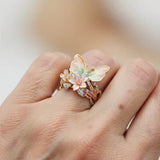 Ramona | Anello a farfalla naturale lucido con zirconi — 2