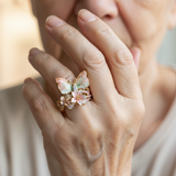 Ramona | Anello a farfalla naturale lucido con zirconi — 3
