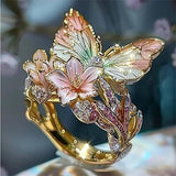 Ramona | Anello a farfalla naturale lucido con zirconi — 7