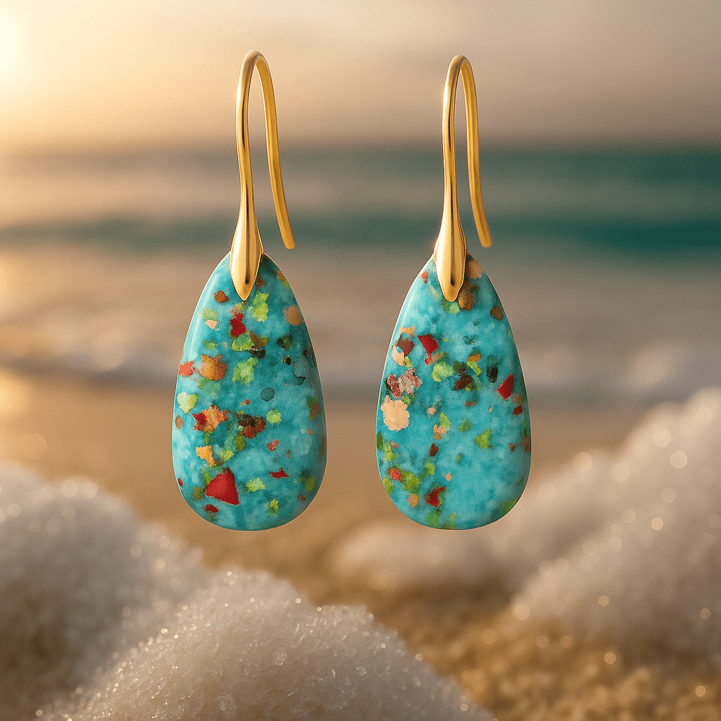 Friedl | Orecchini di perle color corallo e turchese — 1