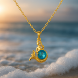 Greta | Collana a sirena in oro con cristallo blu — 1