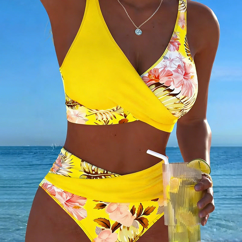 Karin | Bikini con fantasia floreale a contrasto e spacco — 5