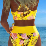 Karin | Bikini con fantasia floreale a contrasto e spacco — 7
