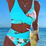 Karin | Bikini con fantasia floreale a contrasto e spacco — 8