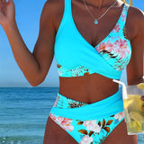 Karin | Bikini con fantasia floreale a contrasto e spacco — 10
