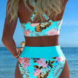 Karin | Bikini con fantasia floreale a contrasto e spacco — 11