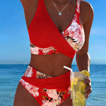 Karin | Bikini con fantasia floreale a contrasto e spacco — 12
