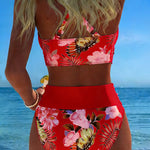 Karin | Bikini con fantasia floreale a contrasto e spacco — 13