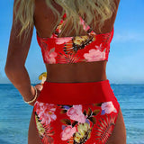 Karin | Bikini con fantasia floreale a contrasto e spacco — 13
