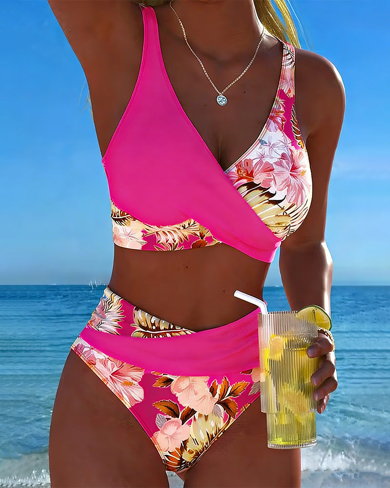Karin | Bikini con fantasia floreale a contrasto e spacco — 14