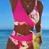 Karin | Bikini con fantasia floreale a contrasto e spacco — 14