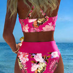 Karin | Bikini con fantasia floreale a contrasto e spacco — 15