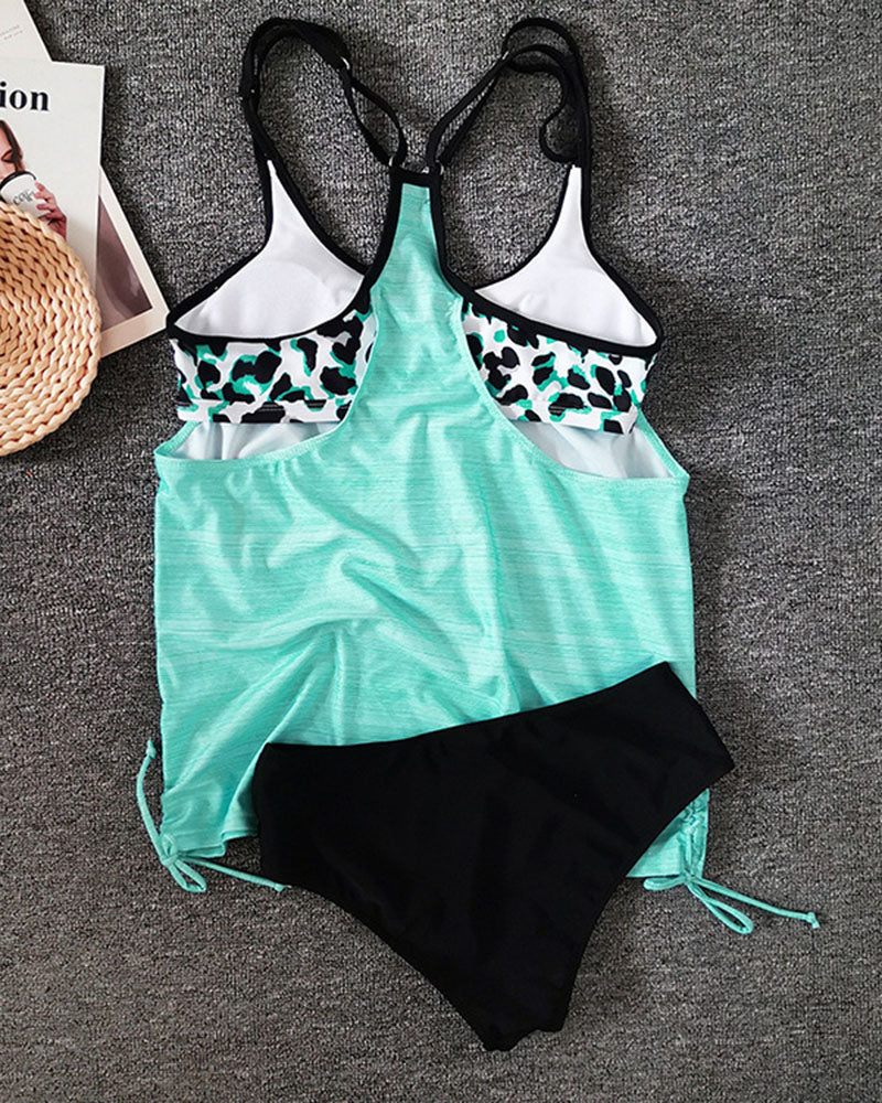 Nele | Tankini tinta unita con stampa leopardata — 6