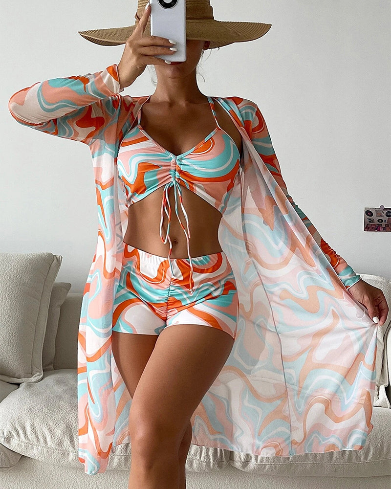 Madlen | Set bikini stampato in 3 pezzi — 1