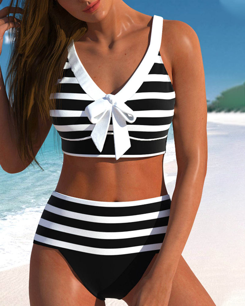 Margaretha | Bikini a righe a vita alta — 1