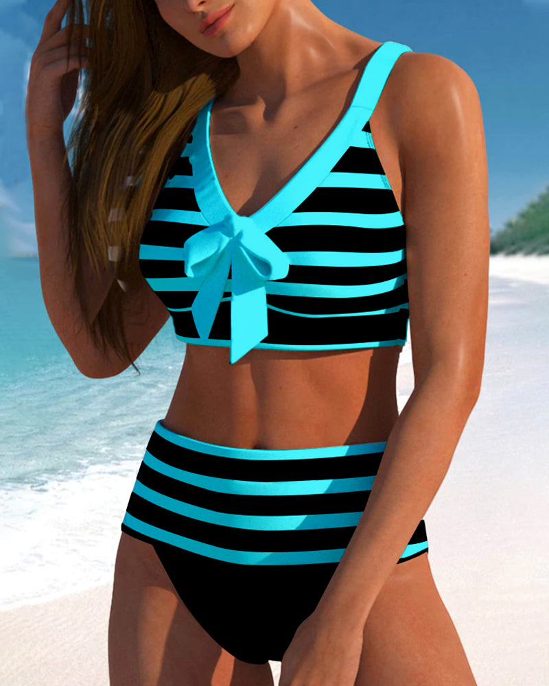 Margaretha | Bikini a righe a vita alta — 7