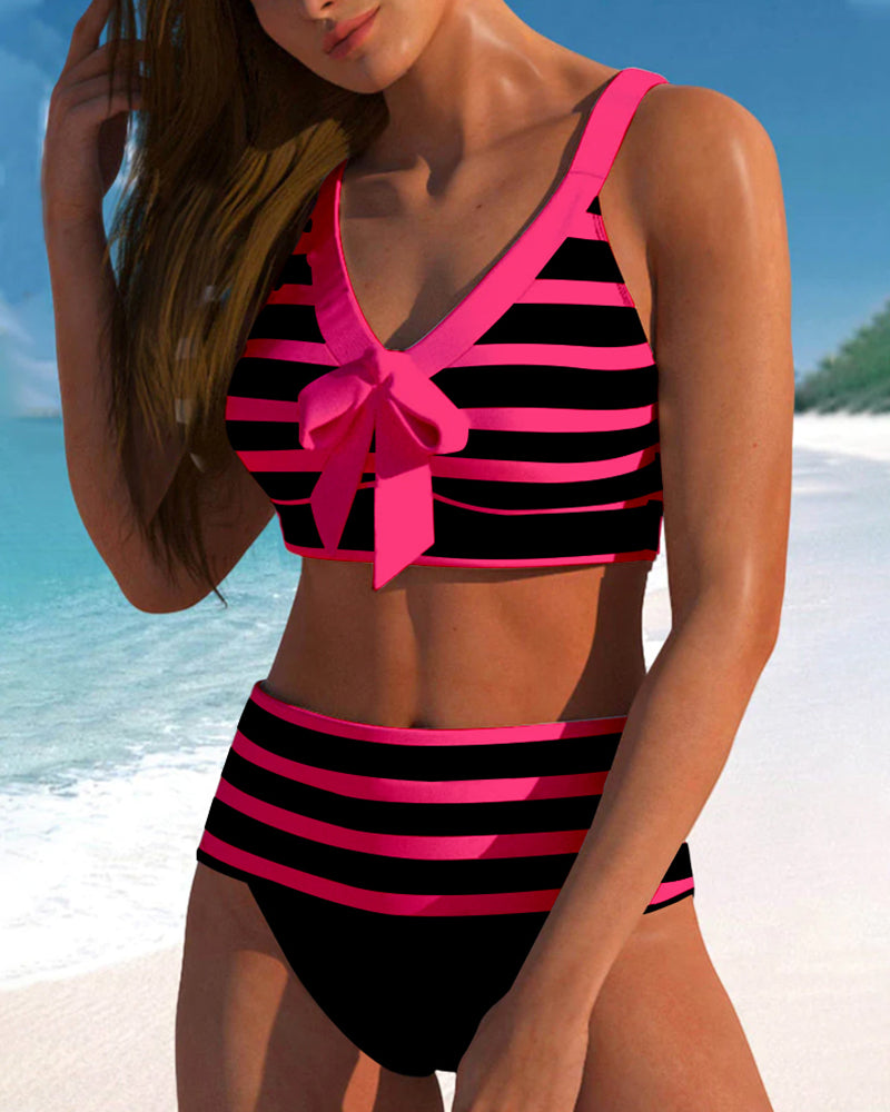 Margaretha | Bikini a righe a vita alta — 10