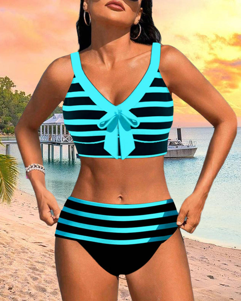 Margaretha | Bikini a righe a vita alta — 11