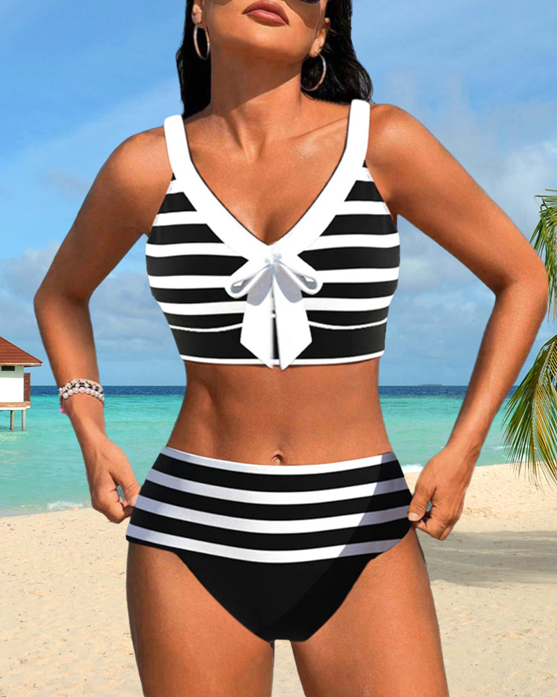 Margaretha | Bikini a righe a vita alta — 12