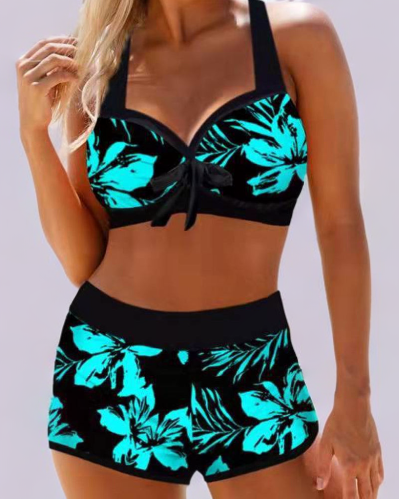 Dagmar | Costume da bagno a vita alta con stampa floreale — 1