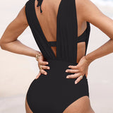 Emilia | costume modellante con profondo scollo a V — 4
