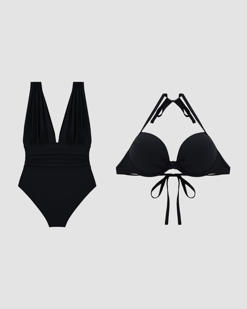 Emilia | costume modellante con profondo scollo a V — 5