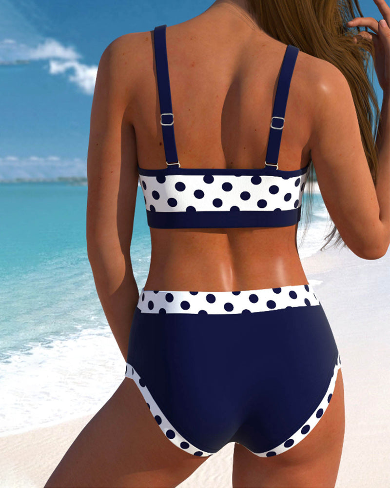 Vera | Bikini a vita alta a pois con design patchwork — 2