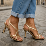 Henriette | Sandali con cinturini incrociati dorati — 3