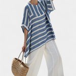 Marlene | Completo in lino a righe bianche e blu — 4