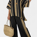 Marianne | Completo in lino a righe scure — 1