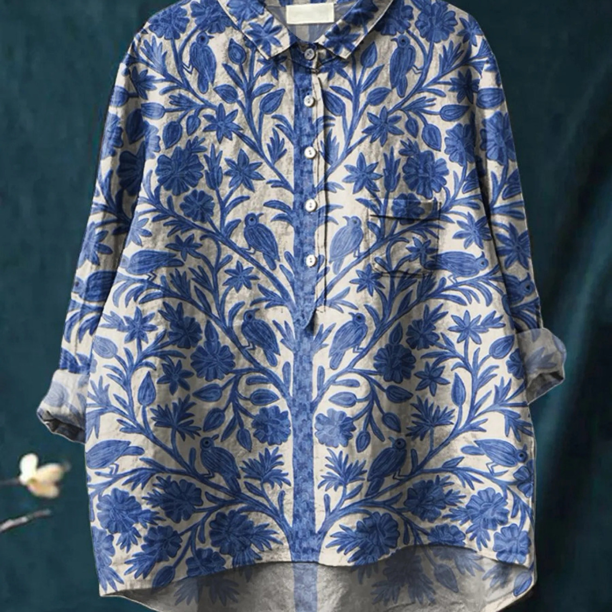 Madlen | Camicetta casual da donna in stile vintage con motivo floreale indiano — 1