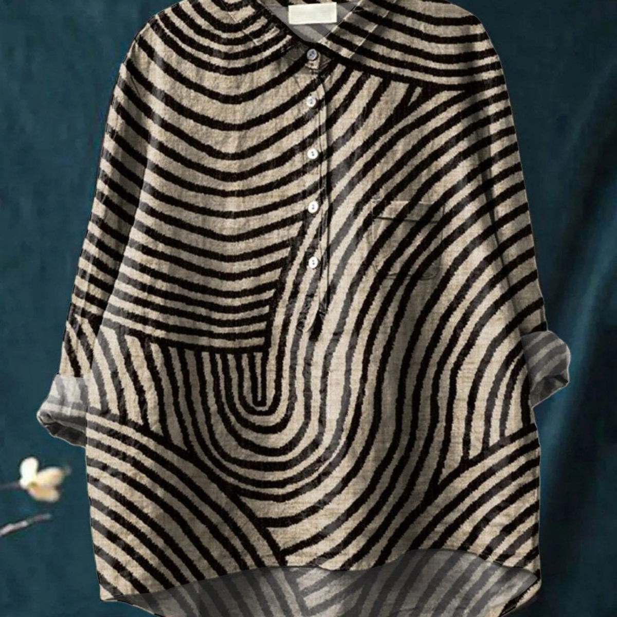 Lore | Blusa casual con stampa a linee circolari — 1