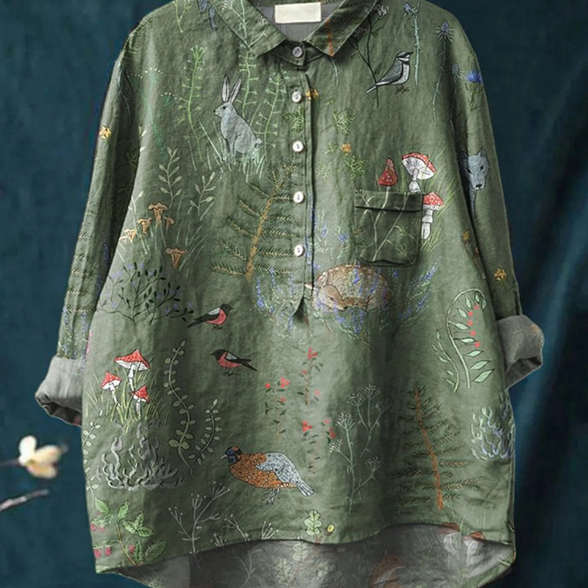 Lilli | Camicetta casual da donna con motivo di foresta e animali — 1