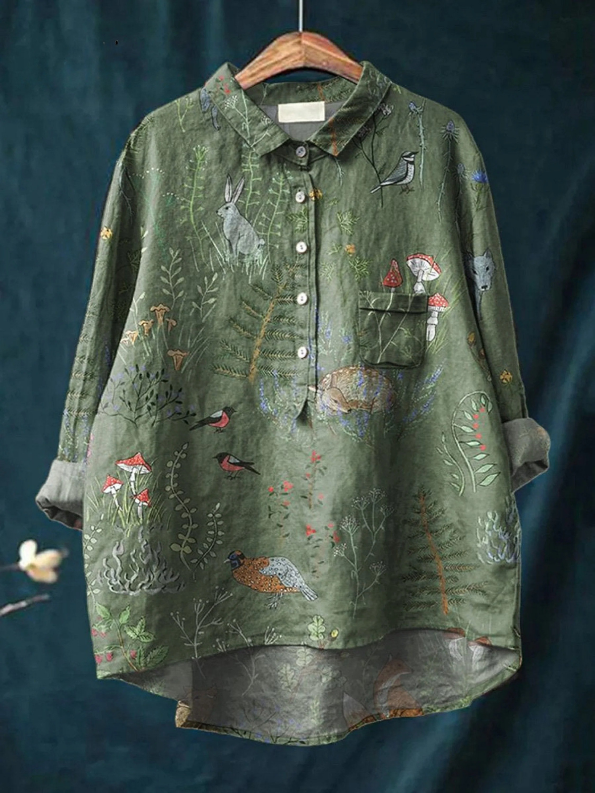 Lilli | Camicetta casual da donna con motivo di foresta e animali — 1