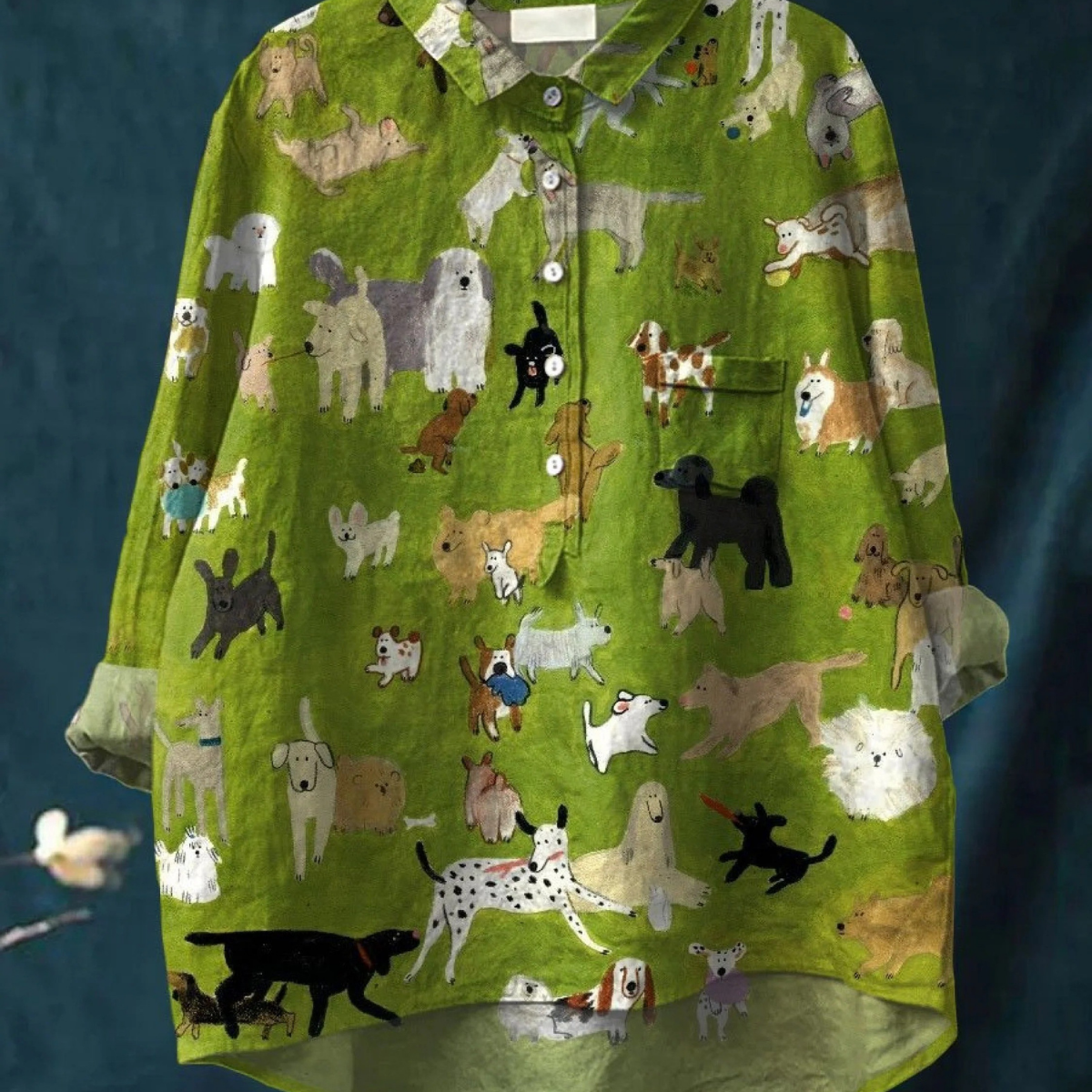 Sina | T-shirt casual con stampa artistica di cani — 1