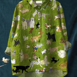 Sina | T-shirt casual con stampa artistica di cani — 1