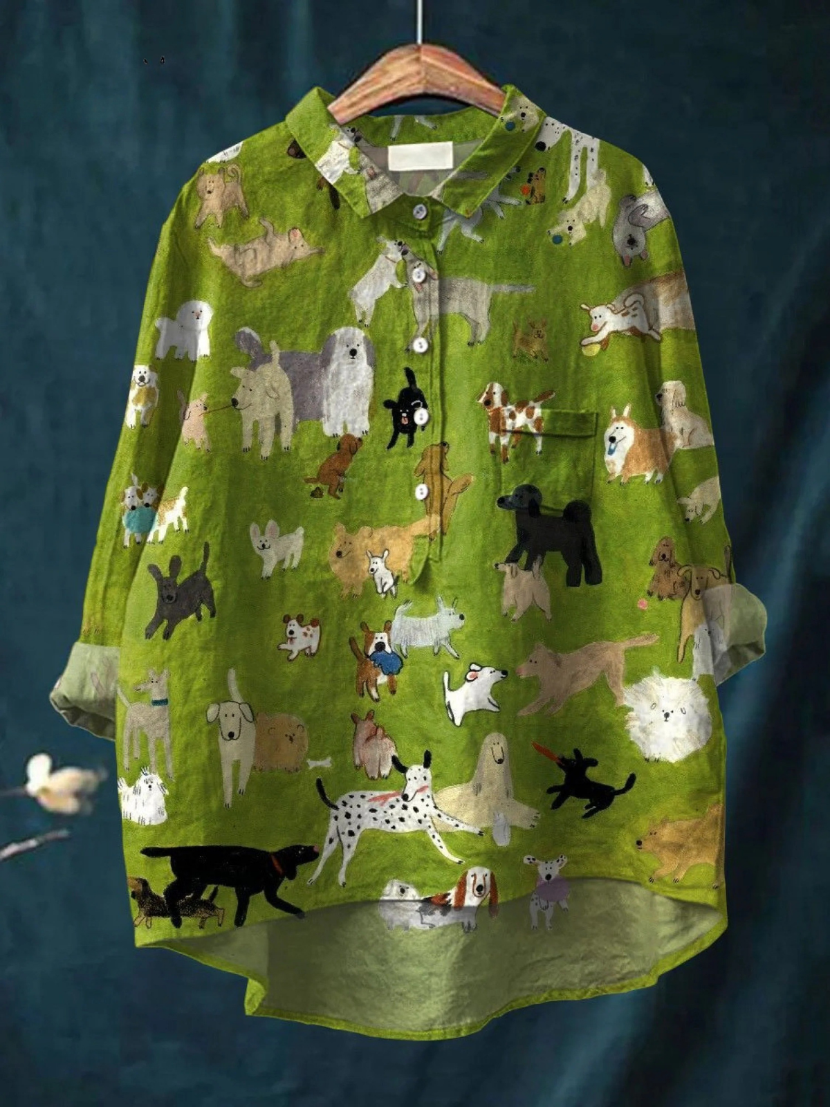 Sina | T-shirt casual con stampa artistica di cani — 1