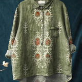 Frederike | Blusa casual da donna con fantasia floreale vintage etnica — 1