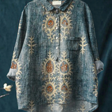 Frederike | Blusa casual da donna con fantasia floreale vintage etnica — 2