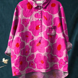 Rieke | Blusa casual da donna con motivo floreale rosa acceso — 1