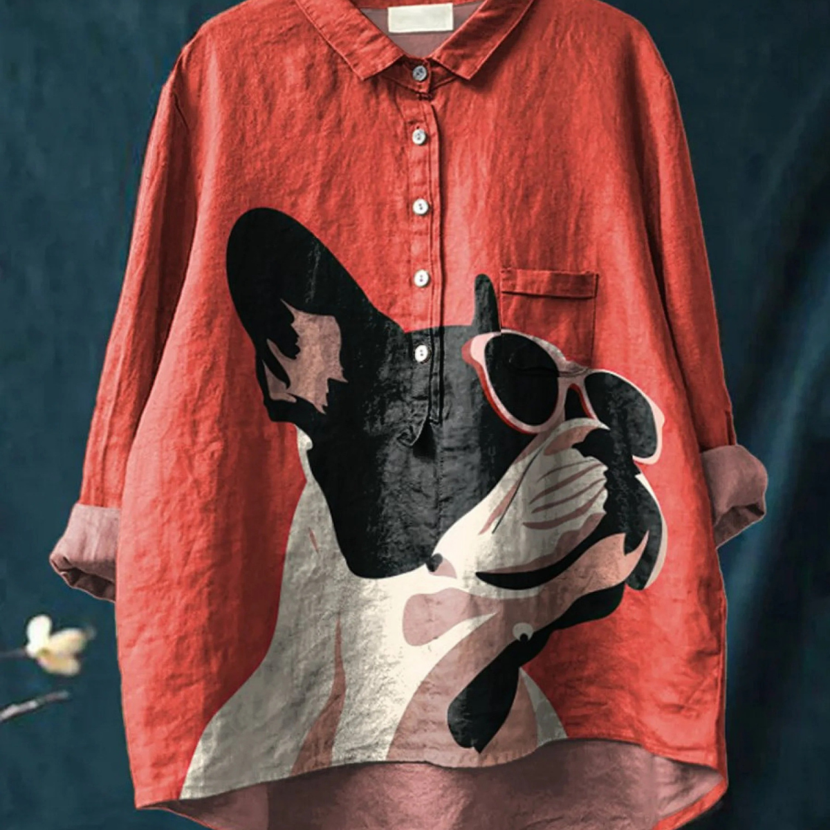 Dagmar | T-shirt casual con motivo decorativo di Bulldog francese — 1