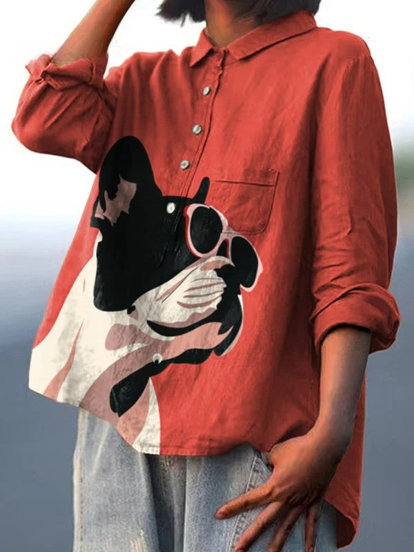 Dagmar | T-shirt casual con motivo decorativo di Bulldog francese — 2