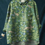 Emilia | T-shirt casual con motivo floreale e animale vintage — 1