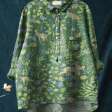 Emilia | T-shirt casual con motivo floreale e animale vintage — 1
