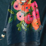 Katrin | T-shirt casual con motivo floreale artistico — 1