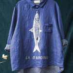 Edeltraud | T-shirt casual con stampa sardine — 1