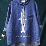 Edeltraud | T-shirt casual con stampa sardine — 1