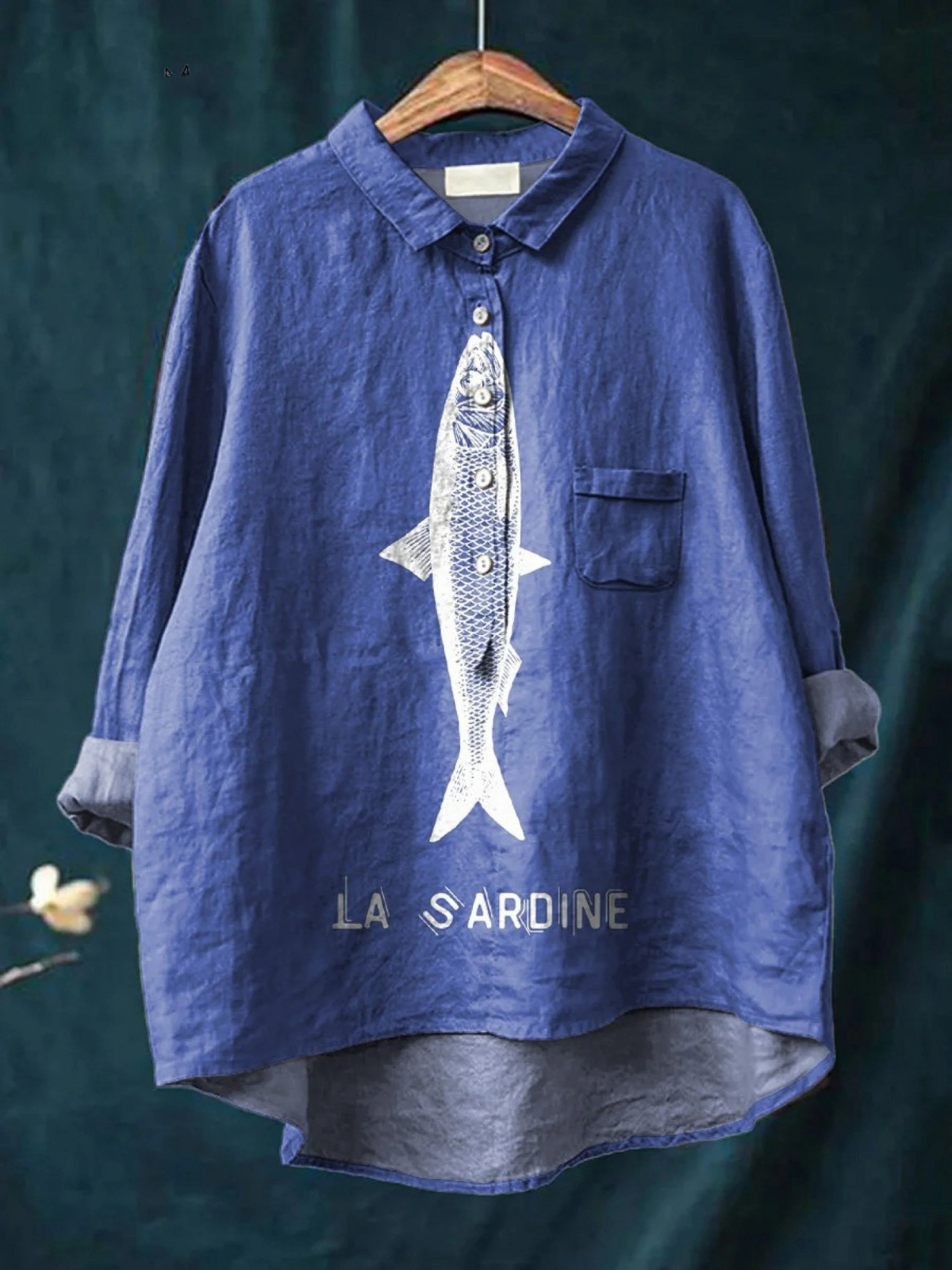 Edeltraud | T-shirt casual con stampa sardine — 1